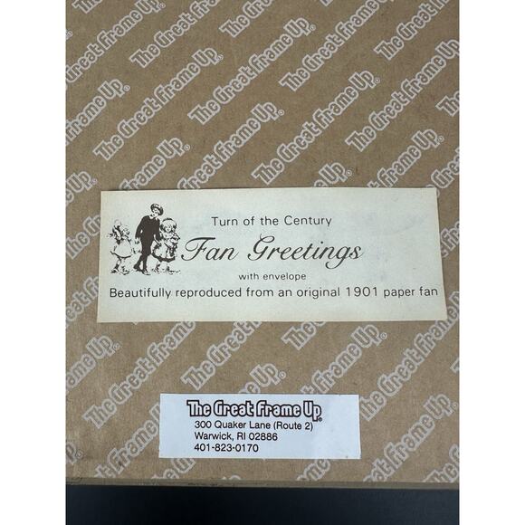 Gold Framed Victorian Girls Paper Fan Greeting Card by Old Print Factory Reprod. - Picture 9 of 9